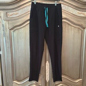 Figs Black Straight Leg Pants with Adjustable Waist